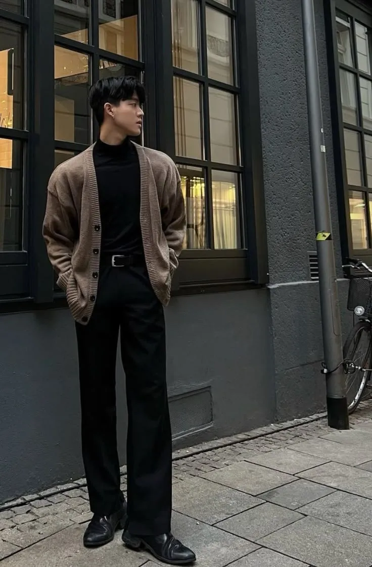 Asian male in fitted casual outfit